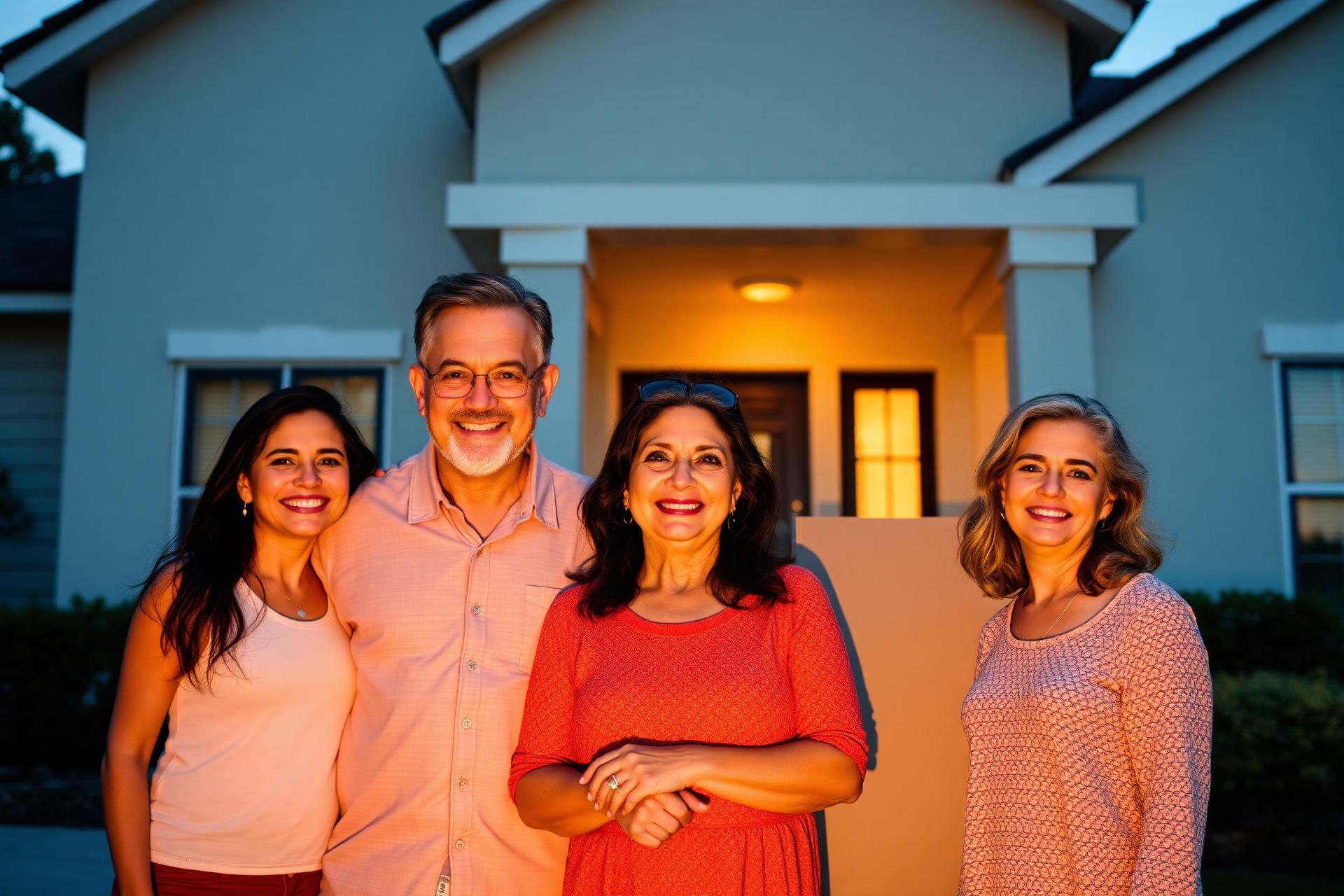 South Texas family in front of their home