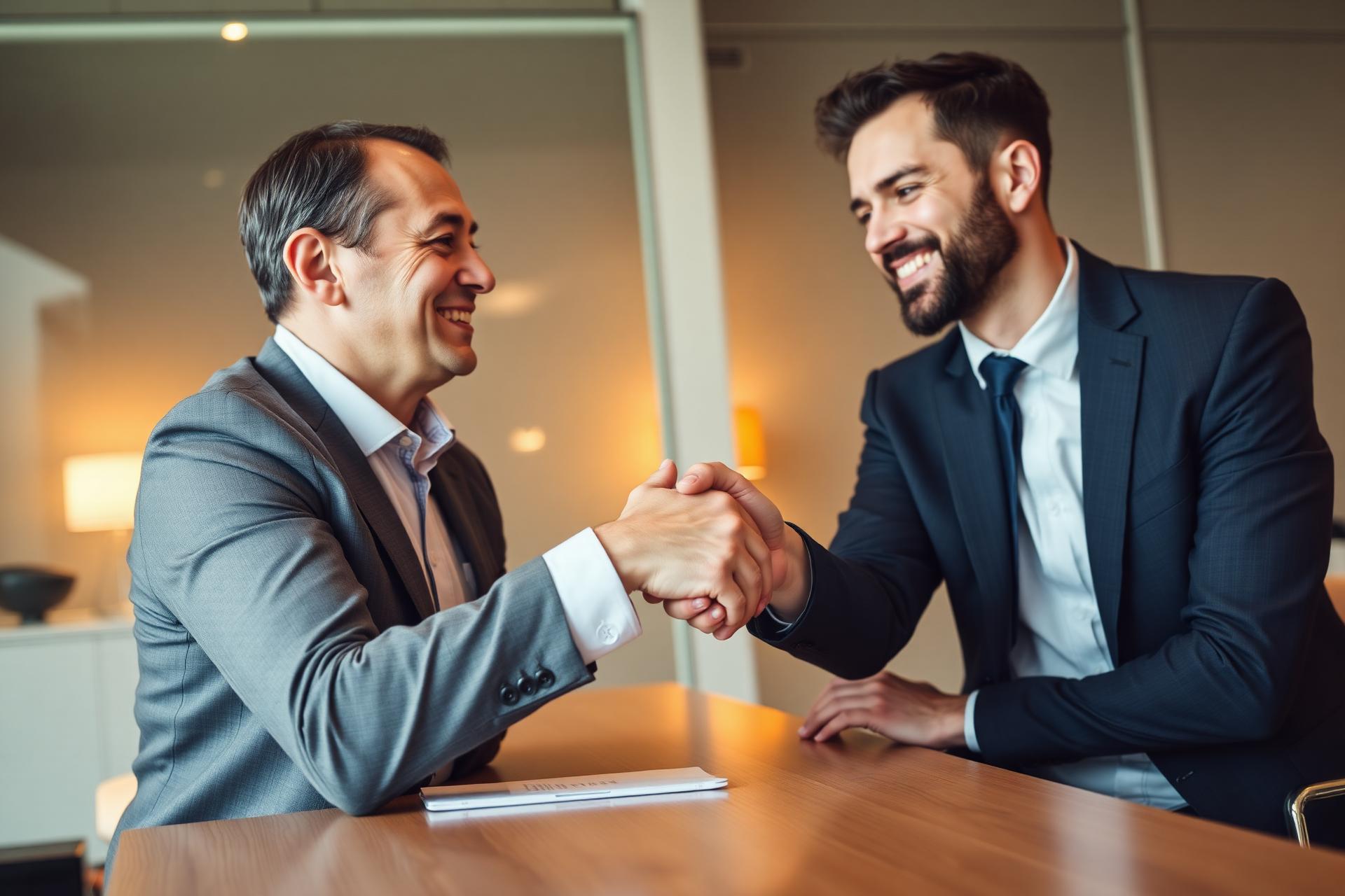 Insurance agent shaking hands with a client